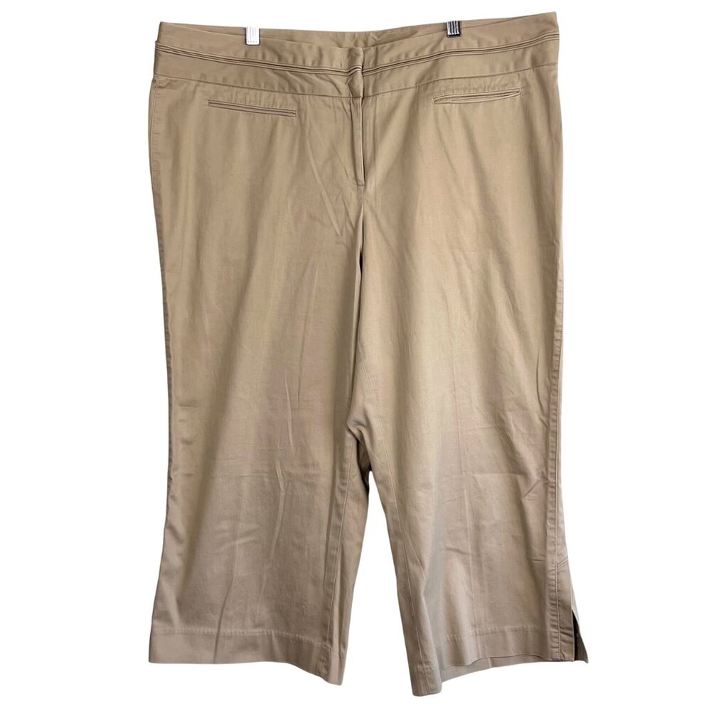 Lane Bryant Womens Beige Cotton Spandex Blend Cropped Pants Size 20 VGUC!